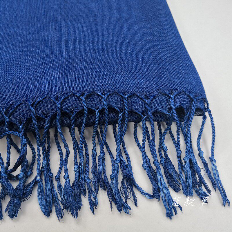 贵州蜡染围巾定制纯蓝蓝色靛蓝板蓝根染色非遗苗族蜡染