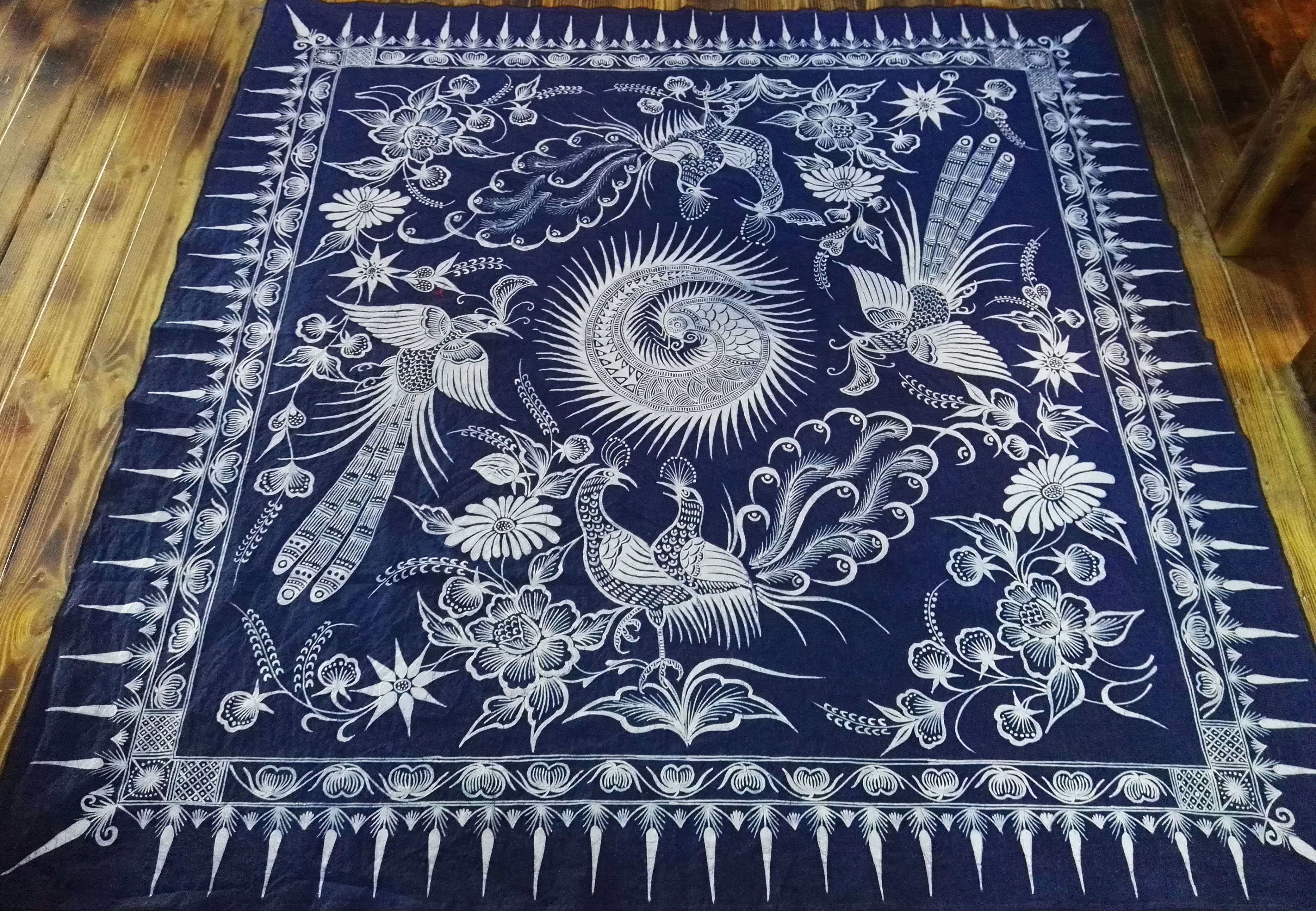 蜡染礼品丹寨桌布定做苗族技艺贵州特色定制苗族蜡染