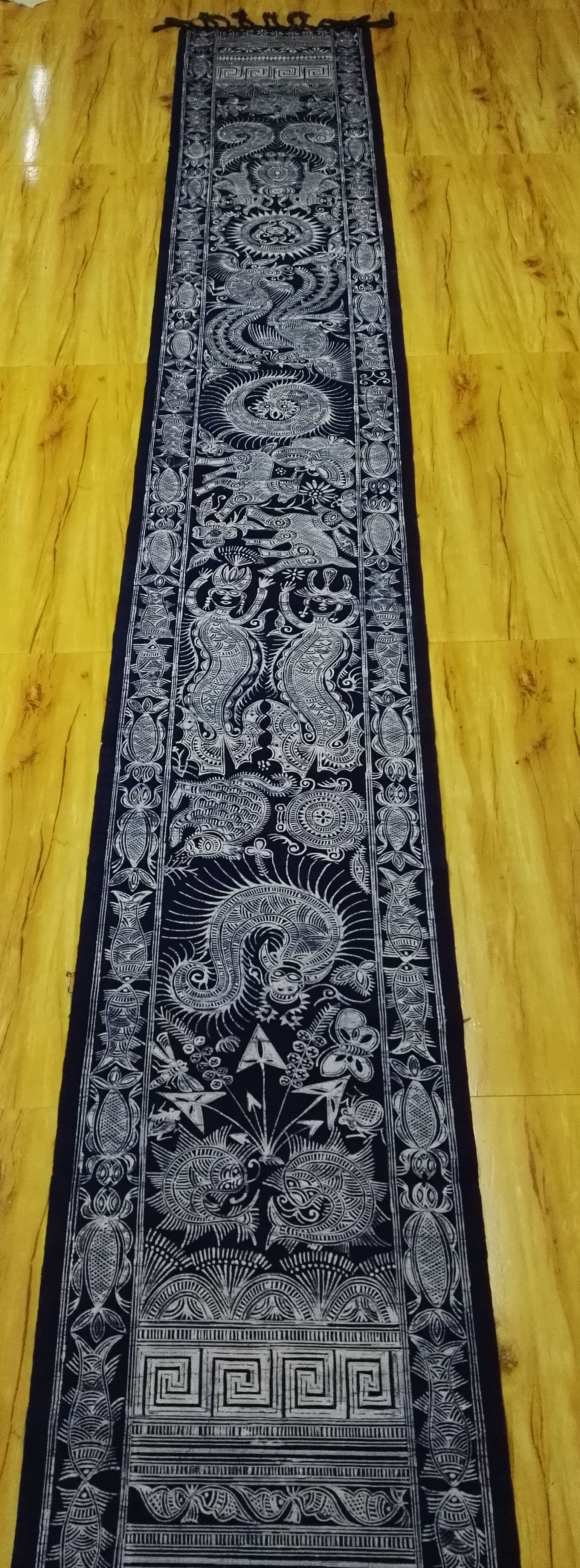 蜡染苗族桌旗定制超长长桌旗长定做传统旗子苗族蜡染