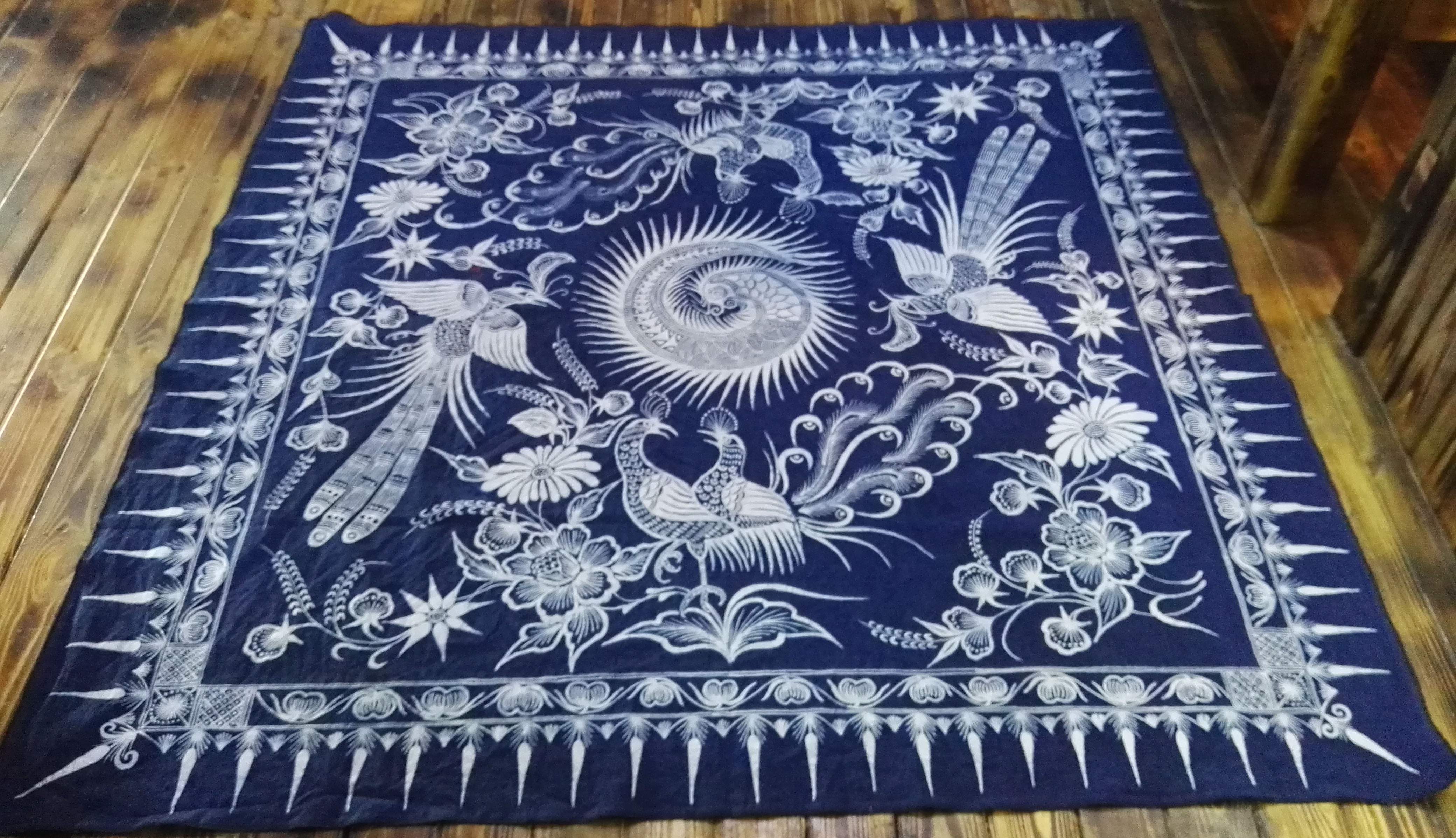 蜡染礼品丹寨桌布定做苗族技艺贵州特色定制苗族蜡染