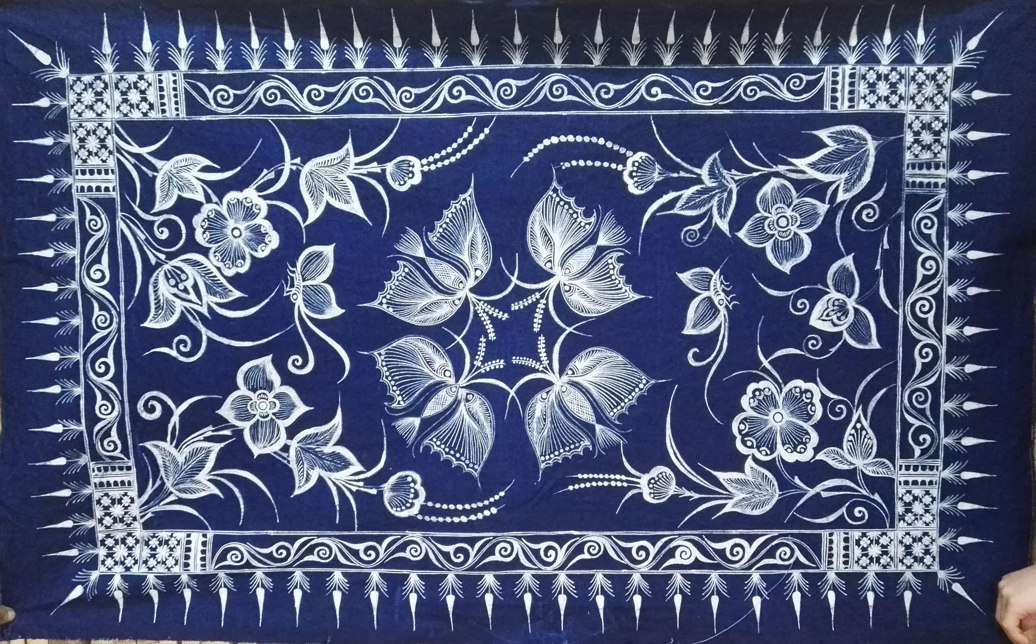 蜡染布艺贵州丹寨抱枕靠垫桌布闭关门帘屏障苗族蜡染