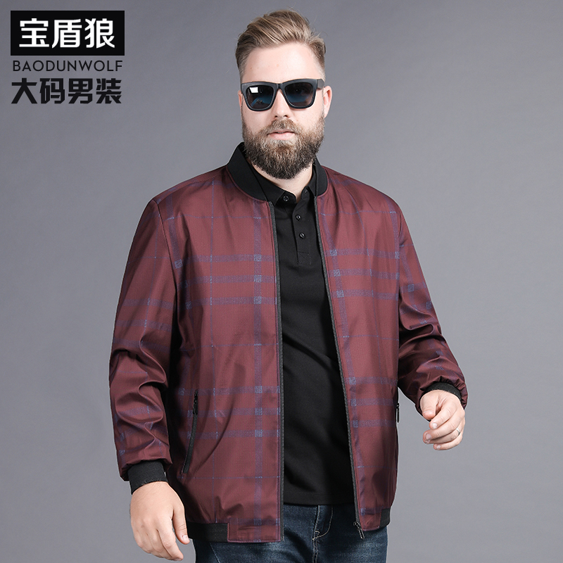 春秋装新品加大码男士夹克外套加肥加大号男肥佬宽松棒球领茄克衫