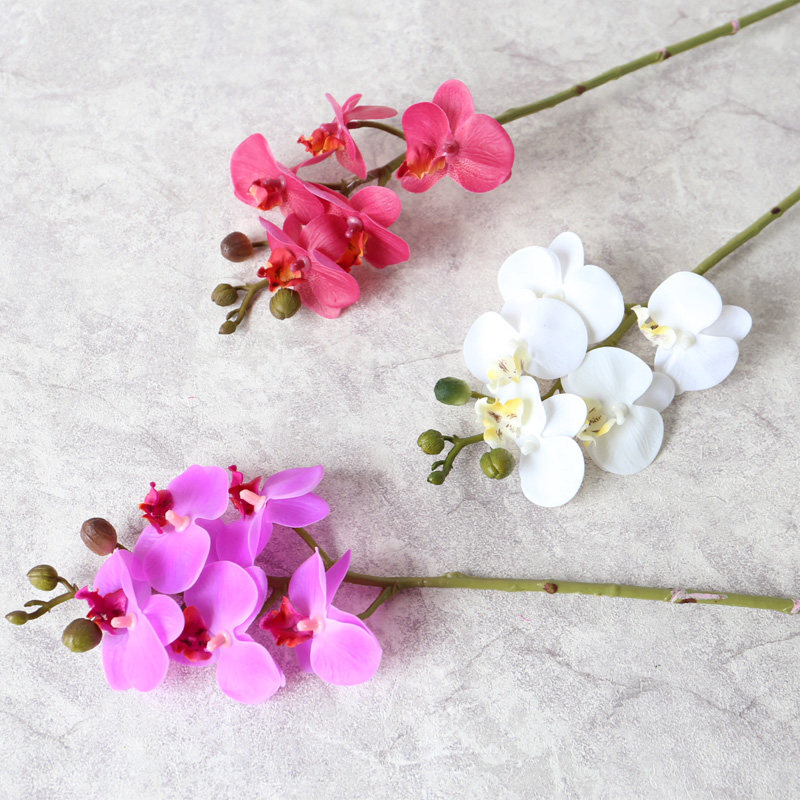 pu手感过胶仿真花单支蝴蝶兰干花饰假花客厅餐桌摆设摆放兰花包邮