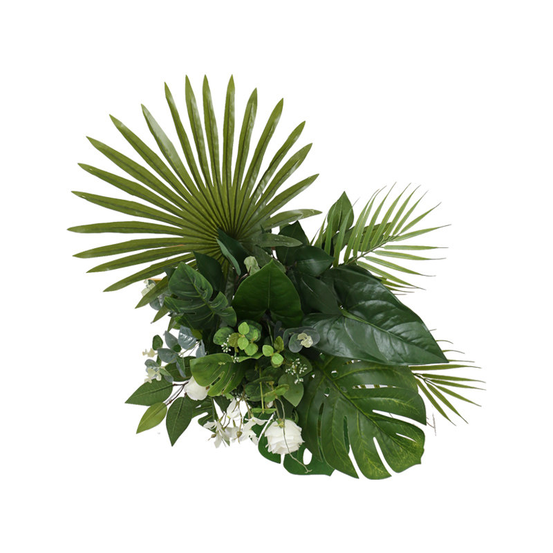 酒店植物会所婚宴叶婚宴热带舞台布置门前路引婚庆绢花