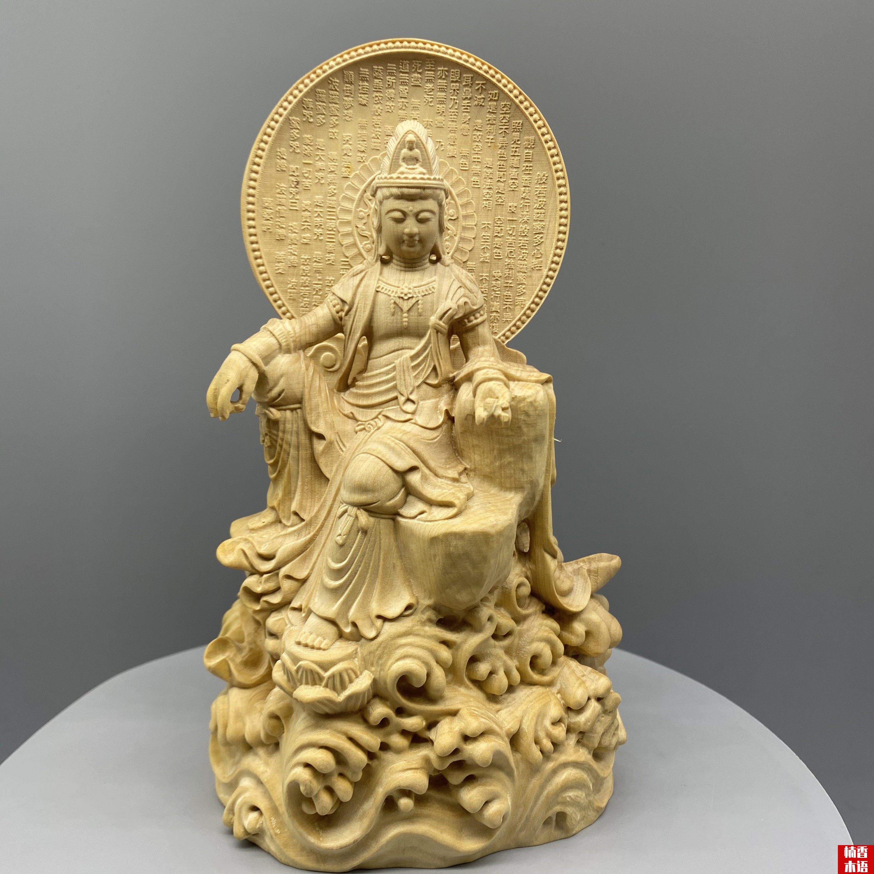 小叶菩萨家居佛像人物实木佛光心经观音黄杨木木雕