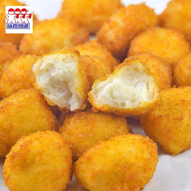 鱿鱼三统万福黄金鱿米花包油炸小吃半成品花香鱼丸