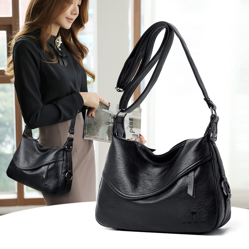 真皮休闲斜挎包时尚简约韩版女包百搭大容量软皮高品质女士包袋