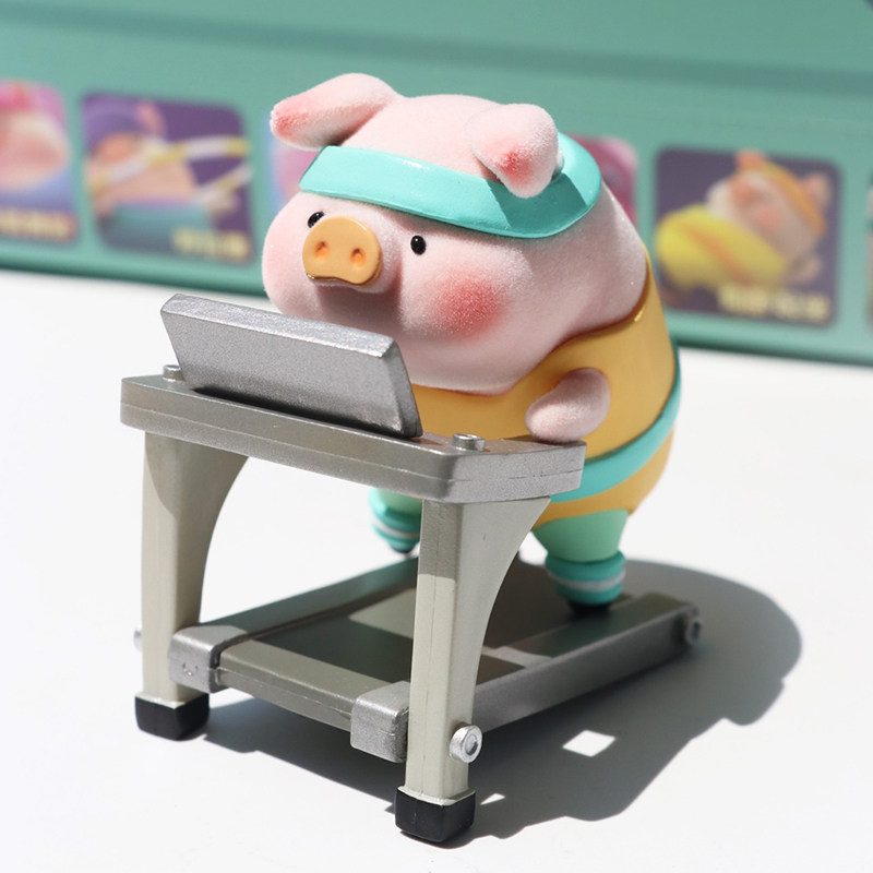 友趣工社正版潮玩lulu猪运动盲盒健身小猪罐头猪手办公仔玩偶摆件