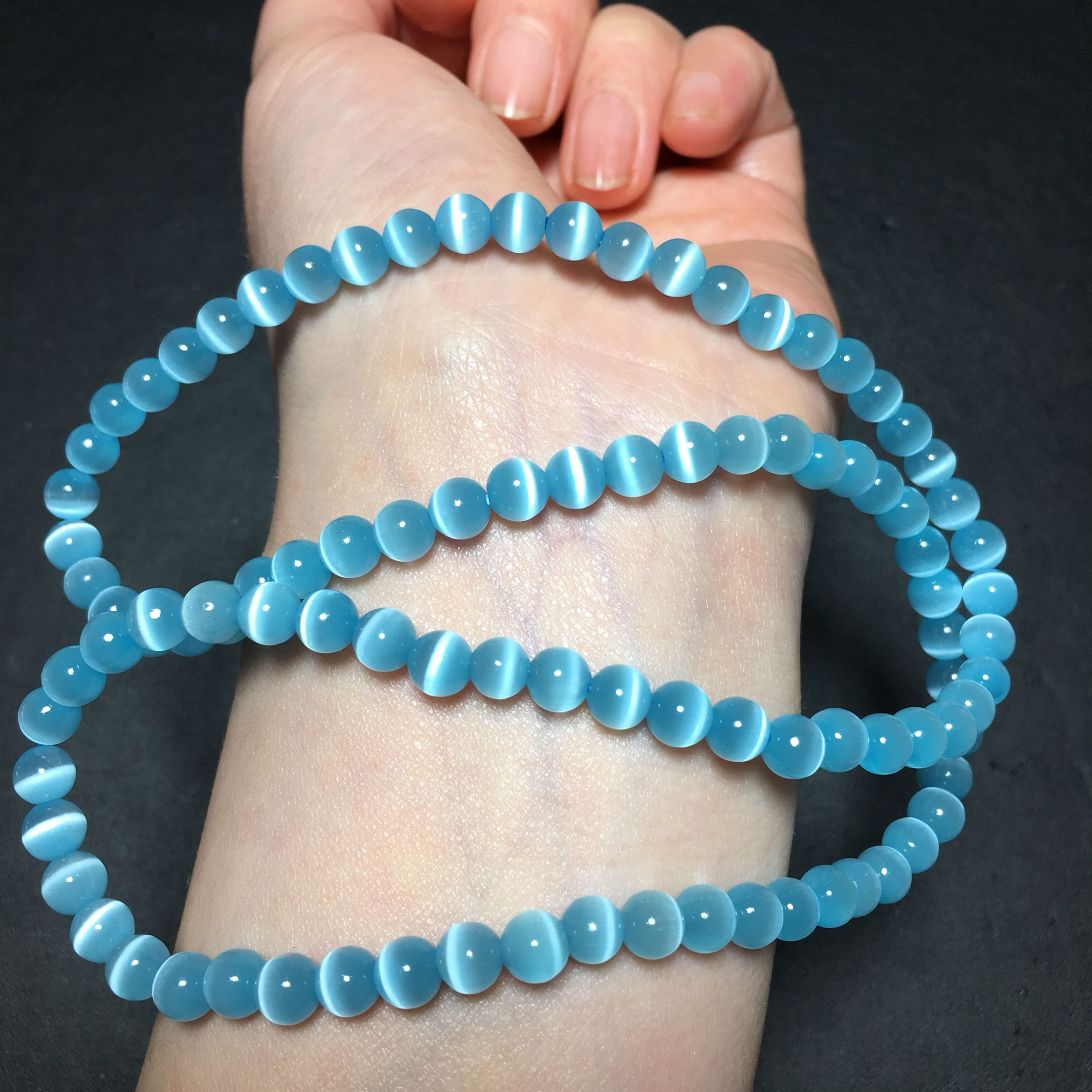 猫眼石星光男女蓝色湛蓝天空大方精美炫彩手链手链