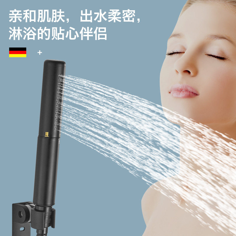 全铜手持花洒喷头黑色淋浴增压浴室家用淋雨花洒
