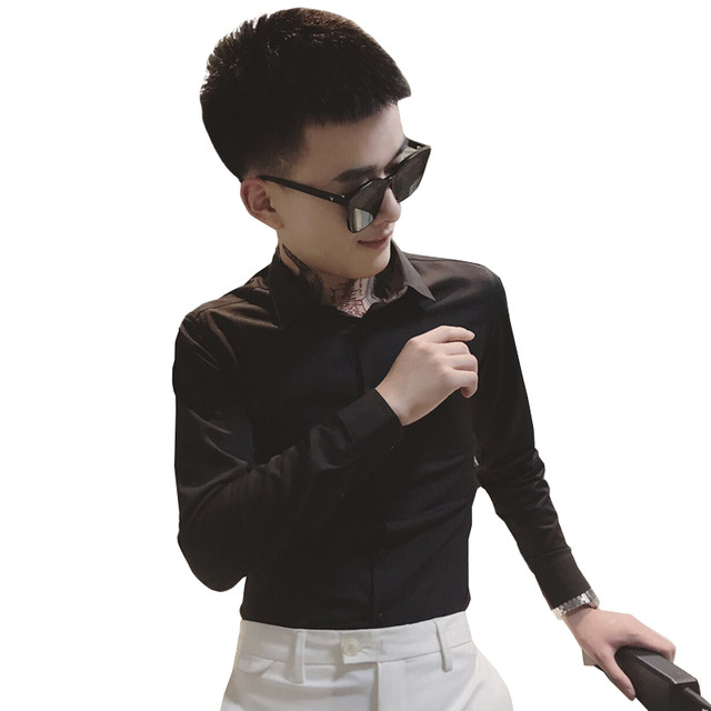 LES small size men's shorty long-sleeved shirt men's size XS size solid color business shirt dress shirt slim fit LES small size men's shorty long-sleeved shirt men's size XS size solid color business shirt dress shirt slim fit