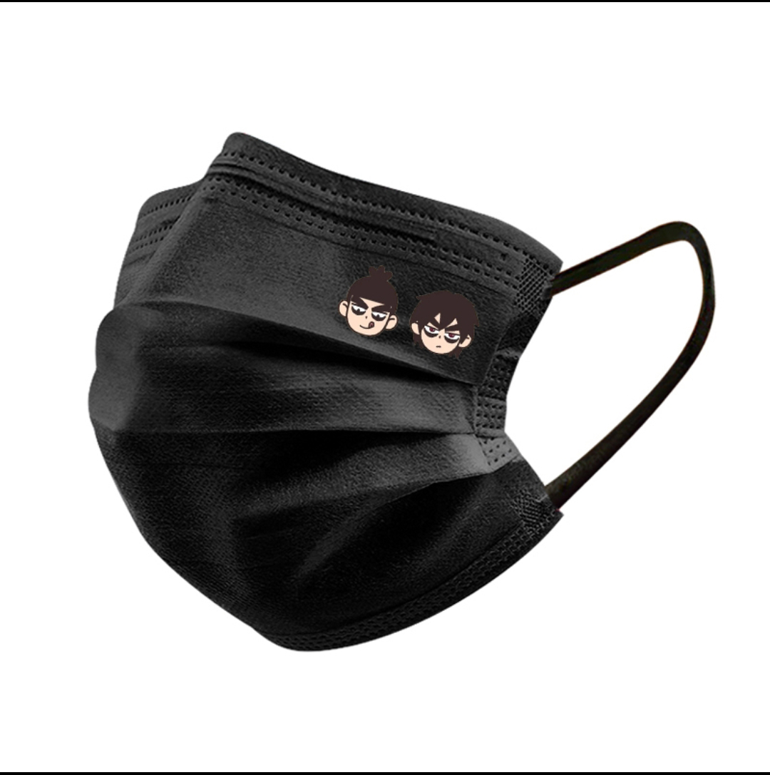 口罩刺客六七卡通通国黑色白色一次性印花防护口罩