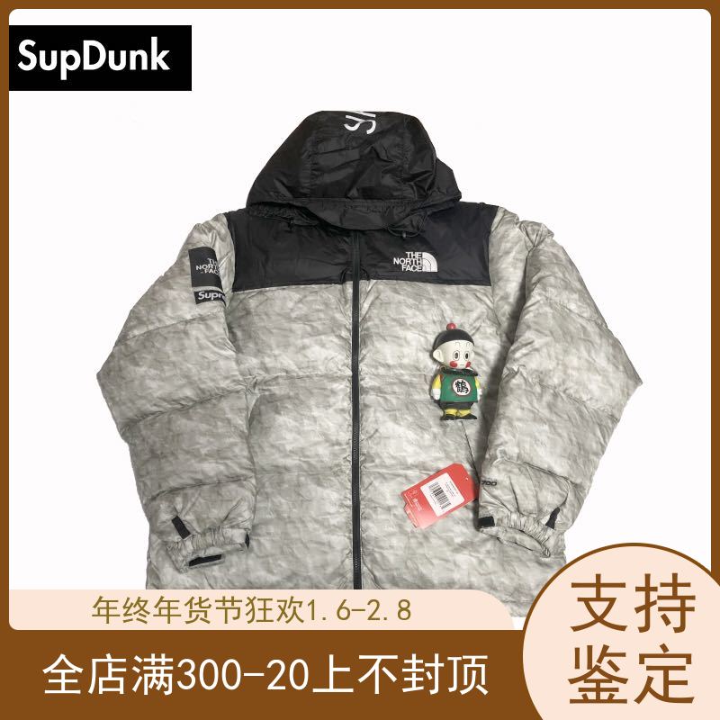 Supreme 19fw TNF Paper Print Nuptse 废纸 褶皱北面联名 羽绒服