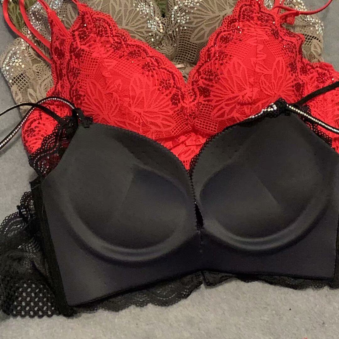 2021拼接胸罩文胸罩女士内衣款钻蕾丝新款丰胸聚拢文胸