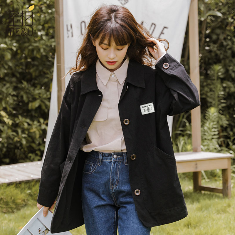 秋季外套女2019秋装新款百搭潮ins春秋黑色宽松休闲韩版初秋上衣