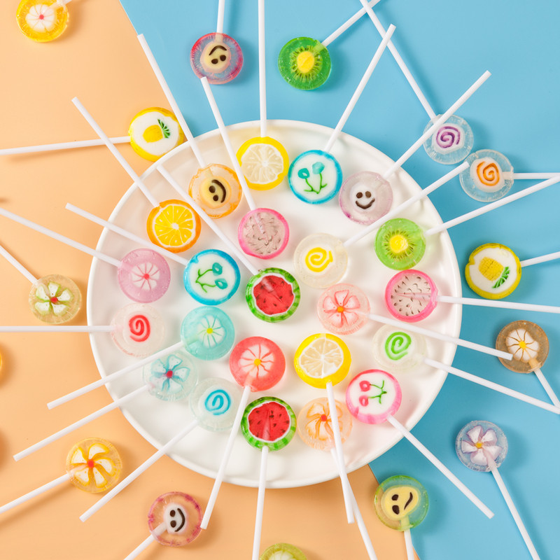 水果棒棒糖5斤约380支可爱卡通网红高颜值手工切片糖果