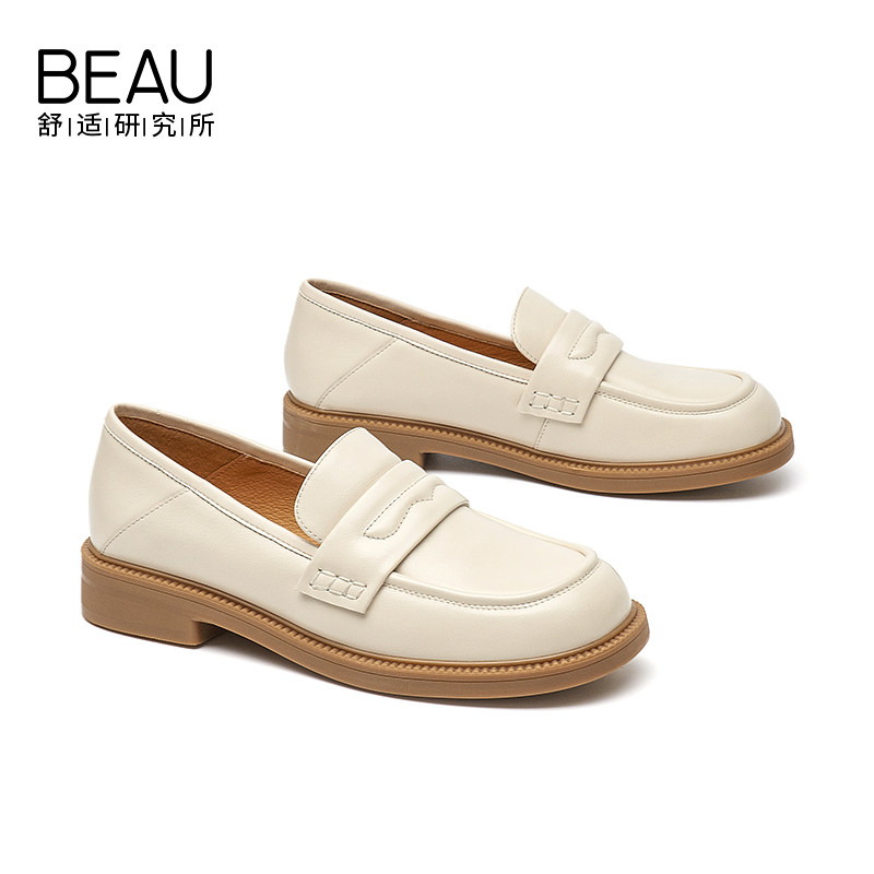 beau乐福平底单鞋女日系jk鞋子夏季白色皮鞋乐福鞋(豆豆鞋)