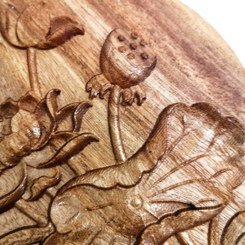 实木木木雕花壁画木板装饰画荷花莲花图案壁挂木雕