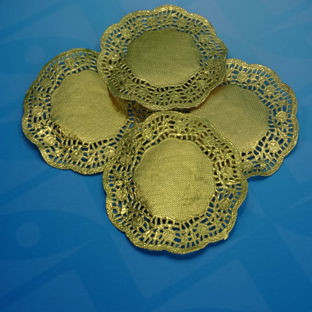 金色圆形花底纸镂空纸通花纸蛋糕点心果盘垫纸厨房油炸纸垫吸油纸