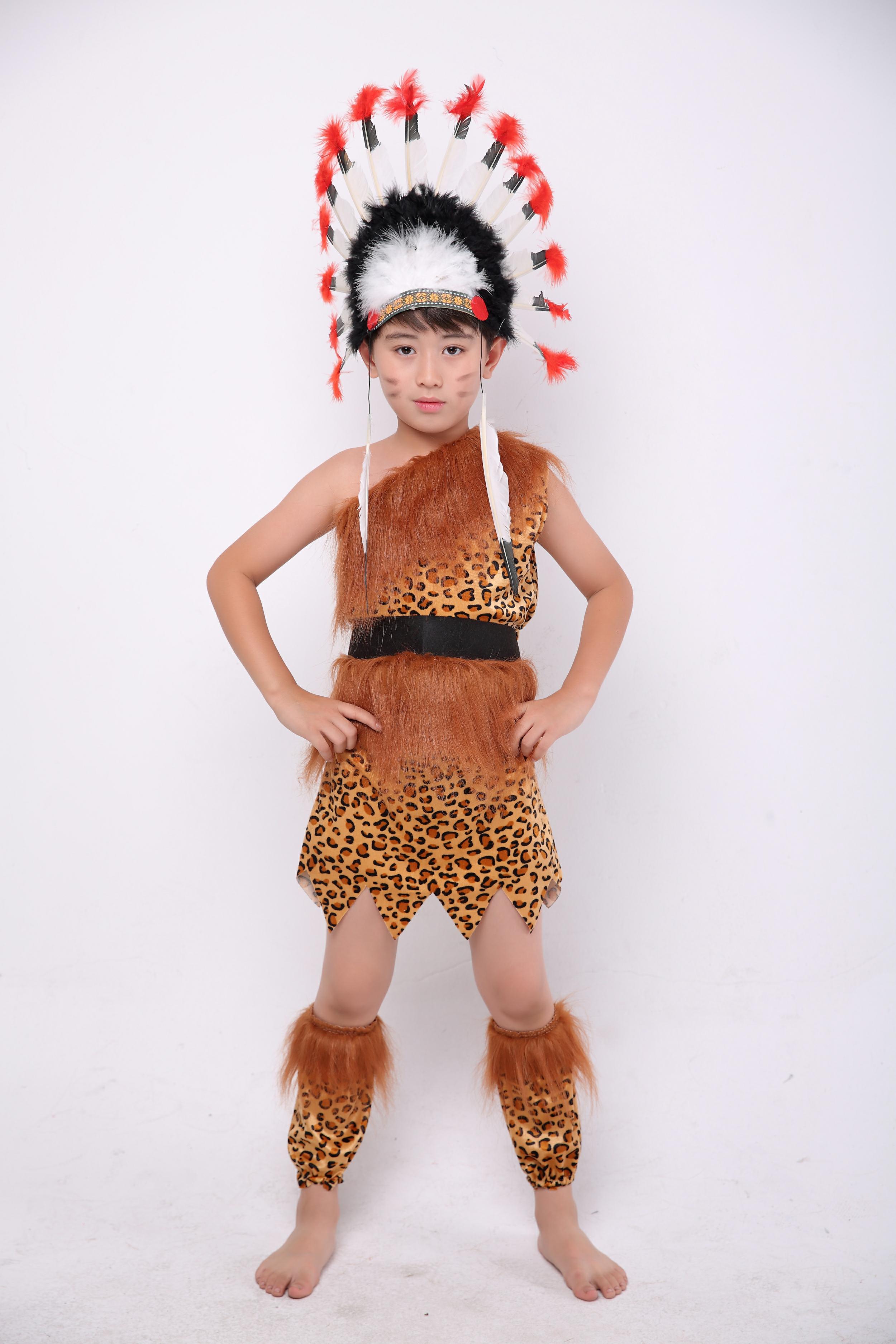 新款野人服装儿童大王叫我我来巡山演出服非洲儿童演出服