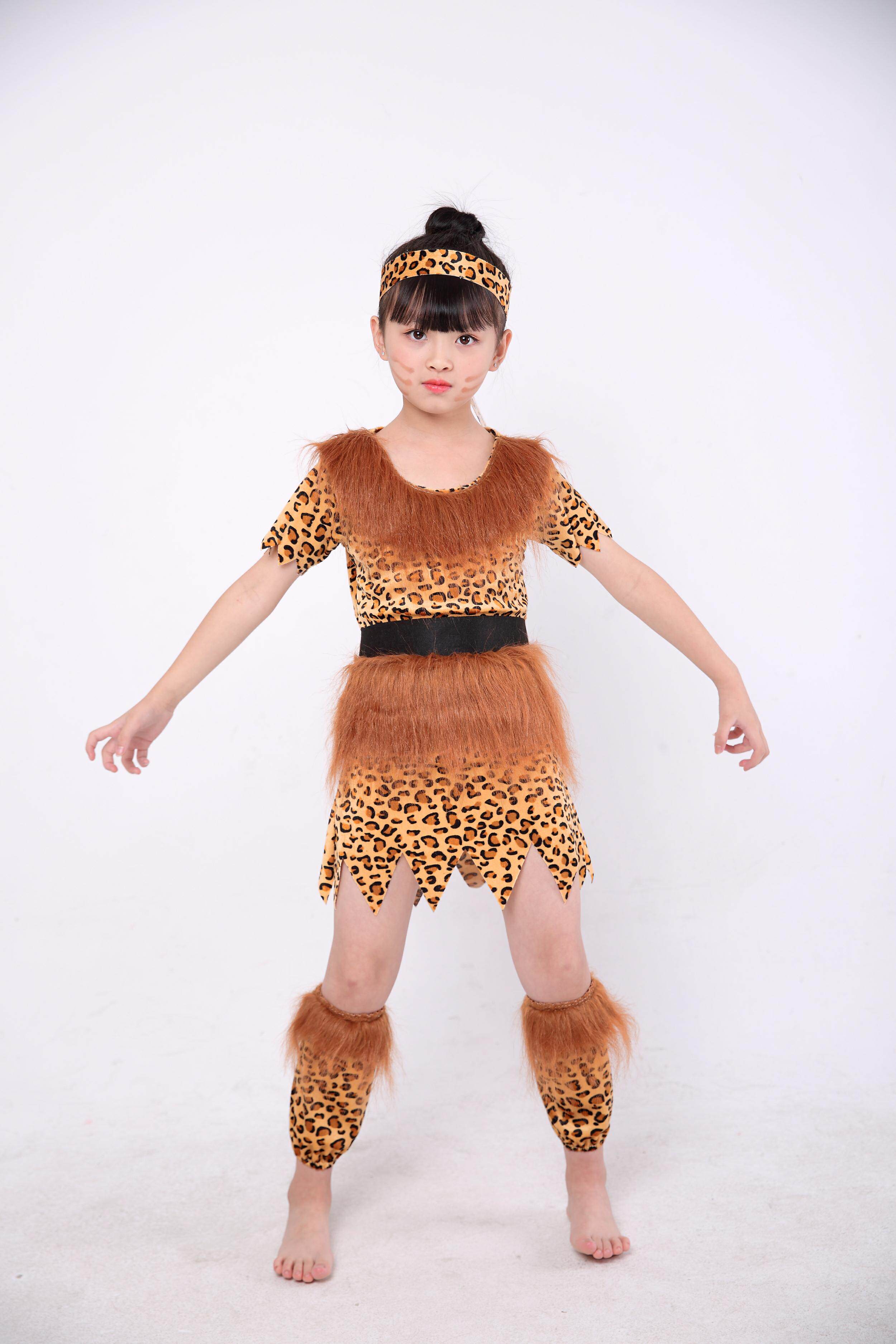 新款野人服装儿童大王叫我我来巡山演出服非洲儿童演出服