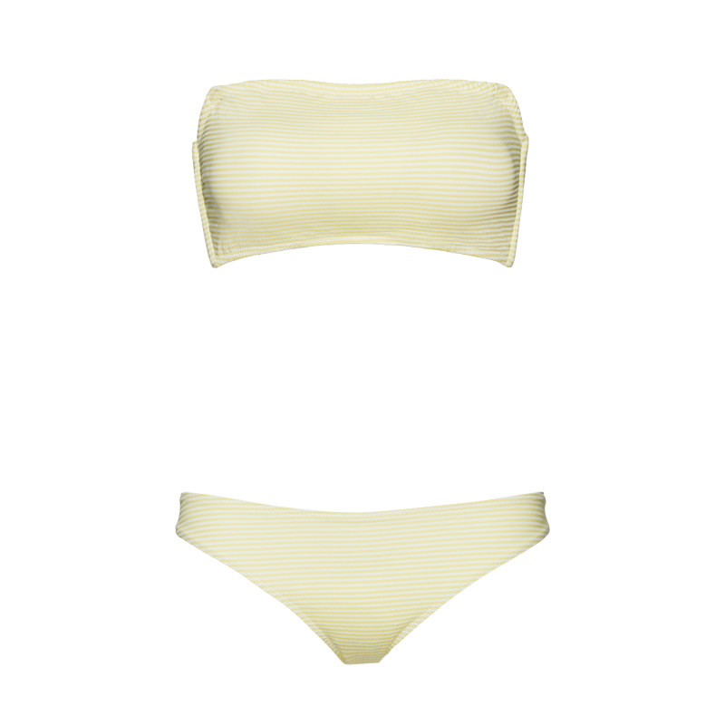 atlanticbeach法式泡泡纱条纹复古度假分体泳衣女ins风2019新款