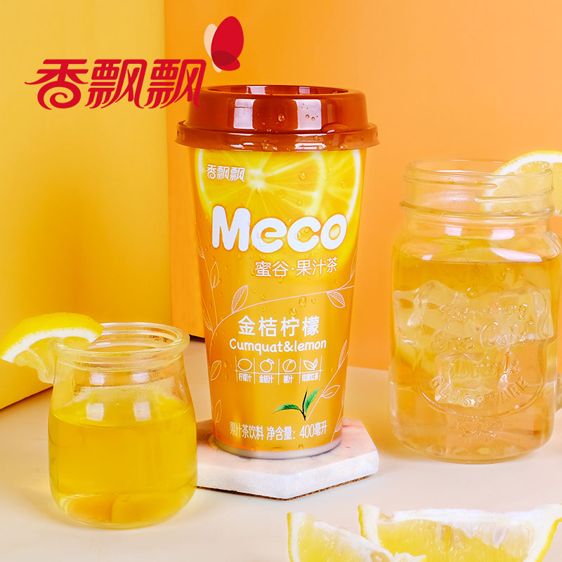 香飘飘奶茶meco杯装人气果汁茶金桔柠檬泰式青柠桃桃红柚混搭6杯