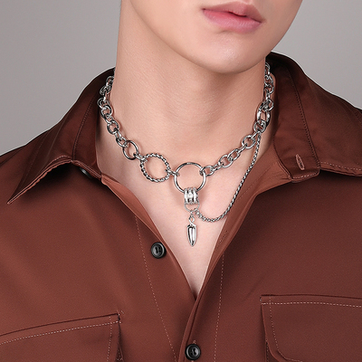 韩版小众锁骨链男潮个性轻奢嘻哈网红男士吊坠挂件项链