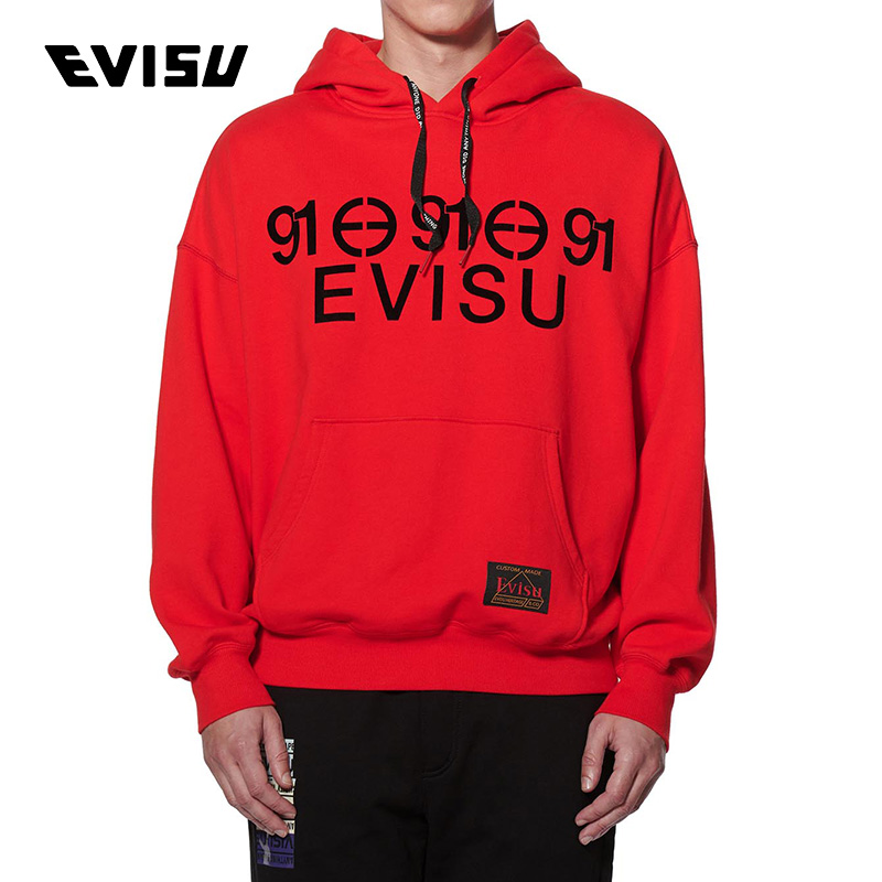 EVISU 20年春夏 标志印花卫衣男男连帽衫季 2EAHTM0SW316OS