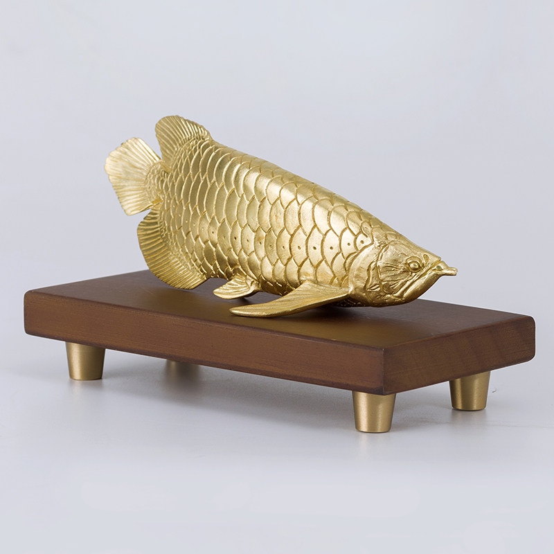 古铜官金龙鱼摆件工艺品公司店铺开业礼品办公桌书房摆件