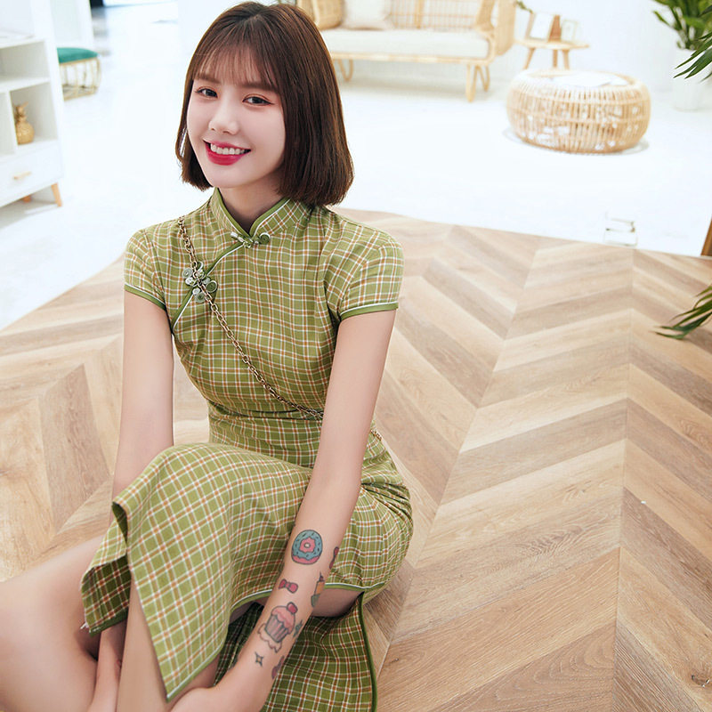 夏季新款民国学生棉麻旗袍改良少女年轻文艺旗袍