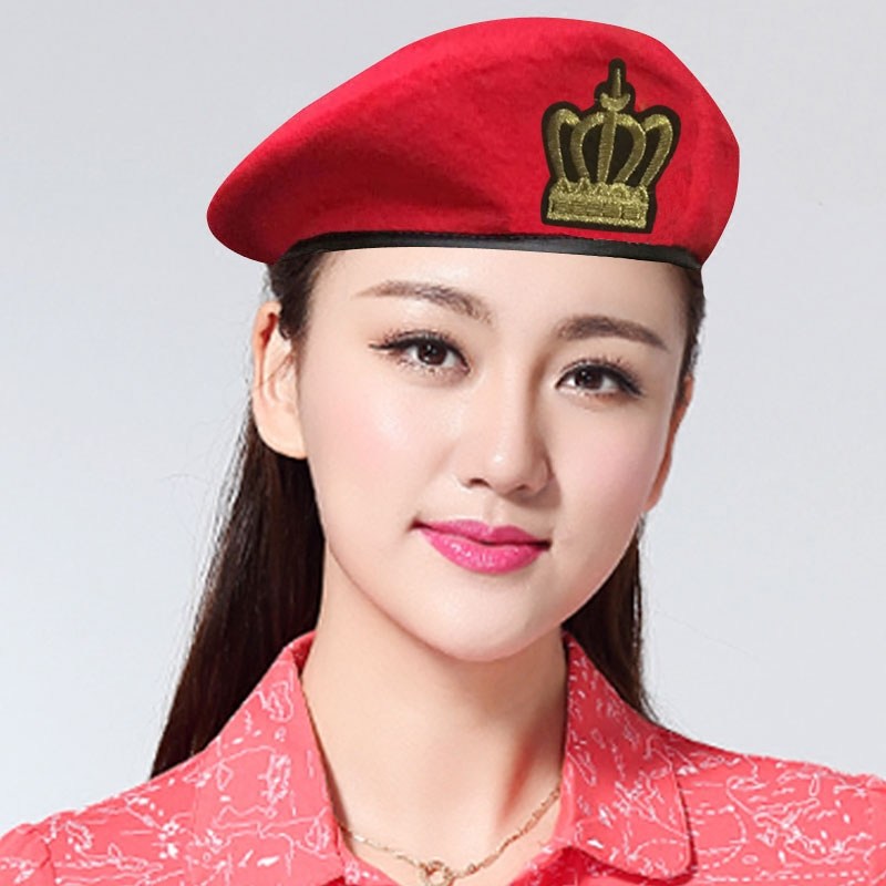 男女水兵帽子演出毛呢贝雷帽休闲平顶广场舞活动帽子