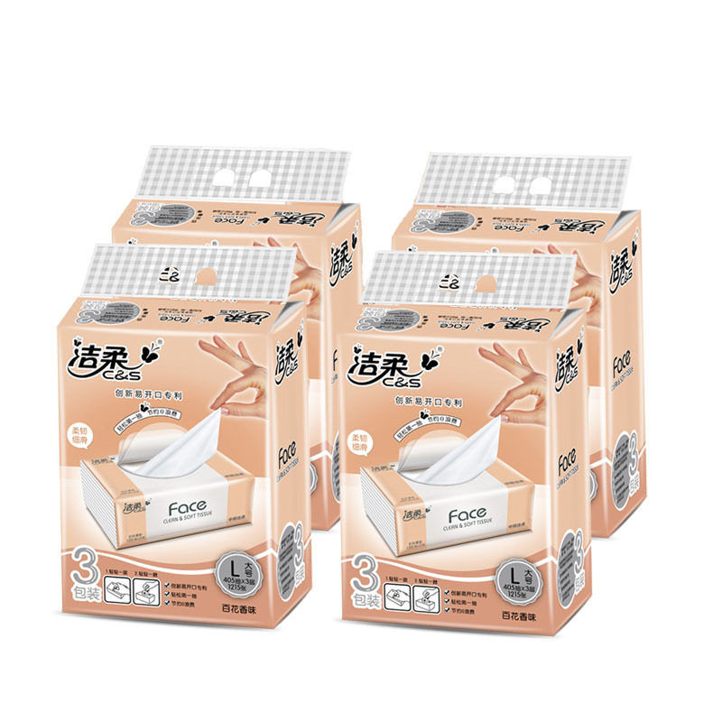 洁柔抽纸195x1553层三包一提百花百花香香味餐巾纸抽纸