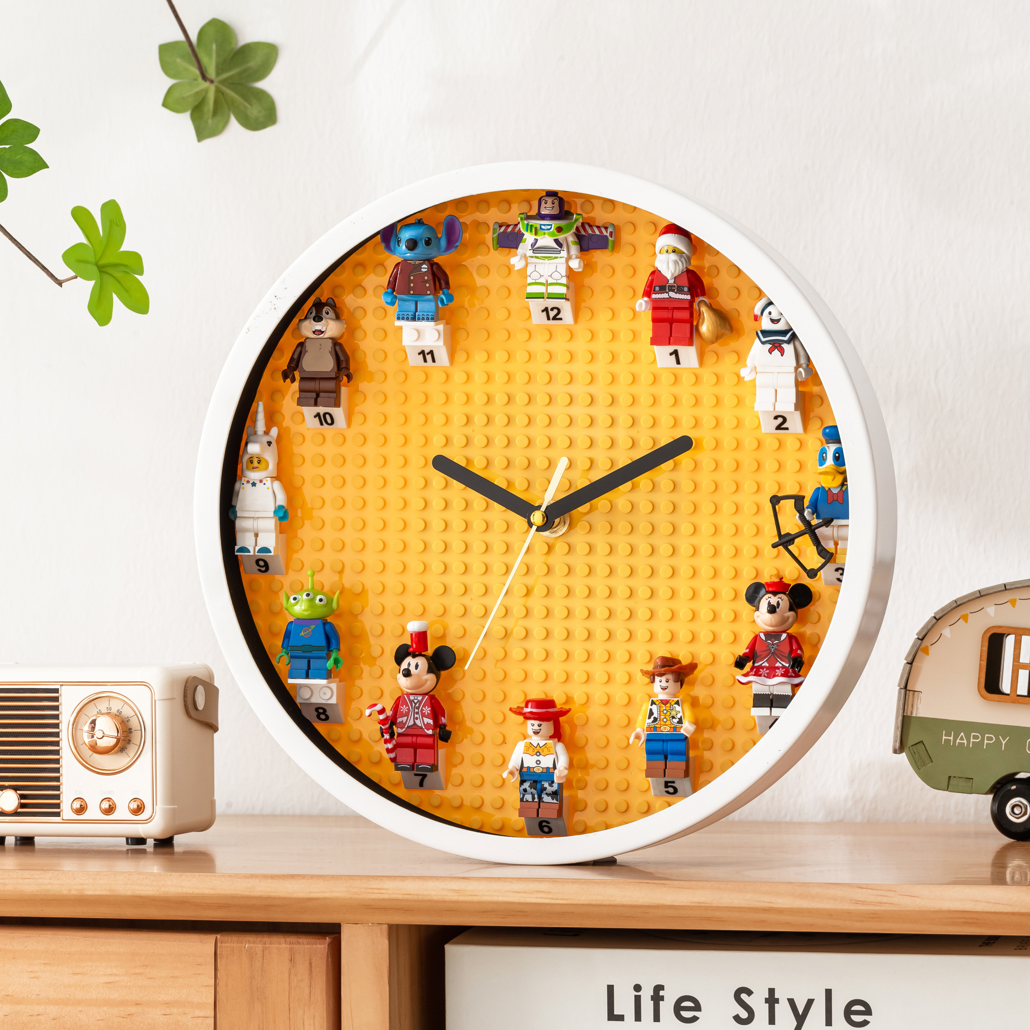 儿童手工diy积木时钟兼容乐高高人仔挂钟表挂钟