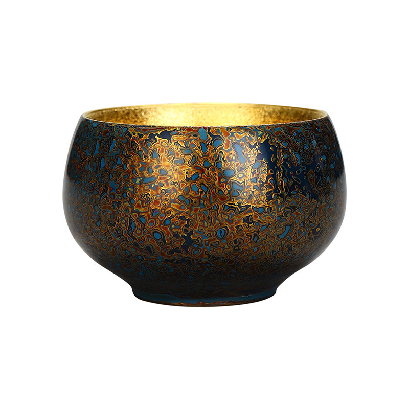 康乐漆器犀皮大漆48mm80mm120ml康乐品容量金杯茶杯