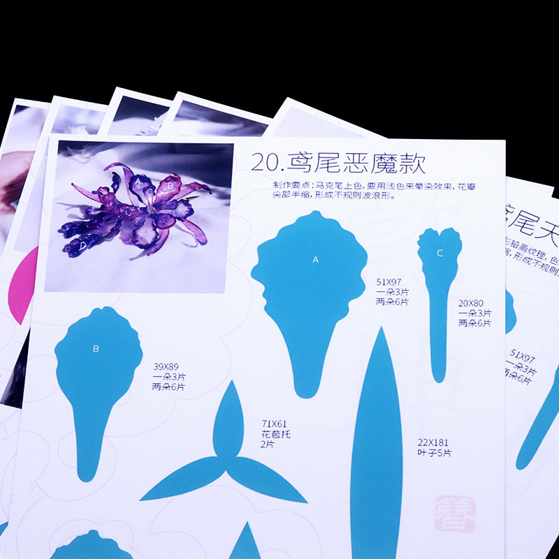 图纸热缩片新手懿坤原创热缩立体簪花发簪图集其他diy饰品配件