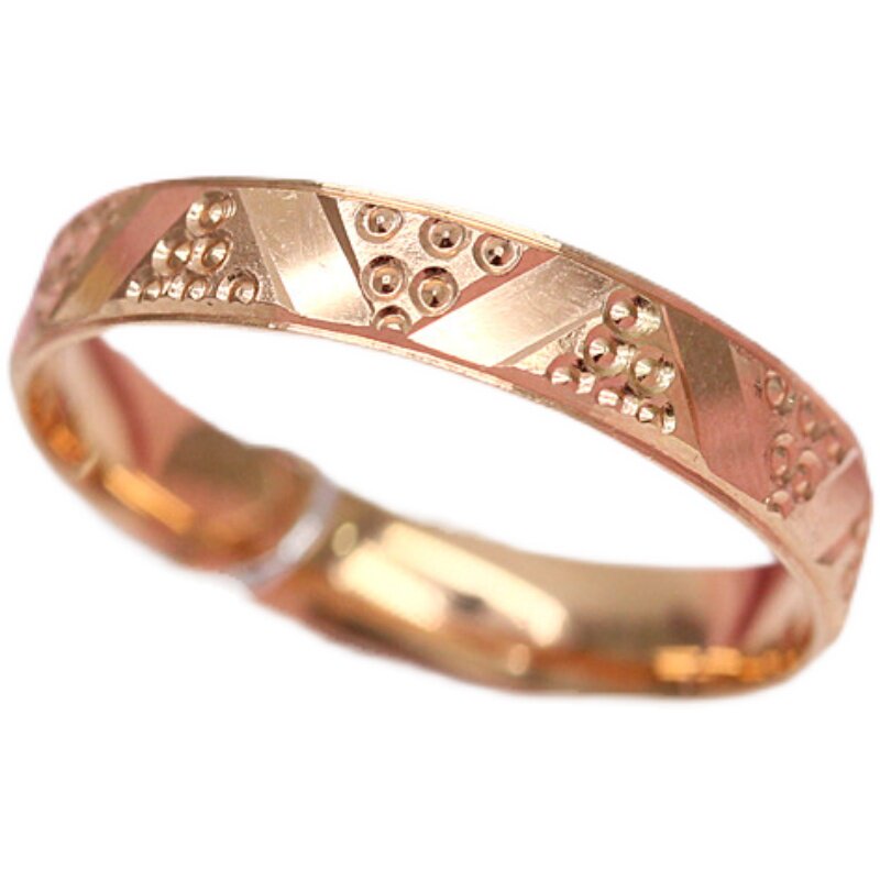 六鑫金店俄罗斯紫金戒指韩版简约14k玫瑰彩金手饰