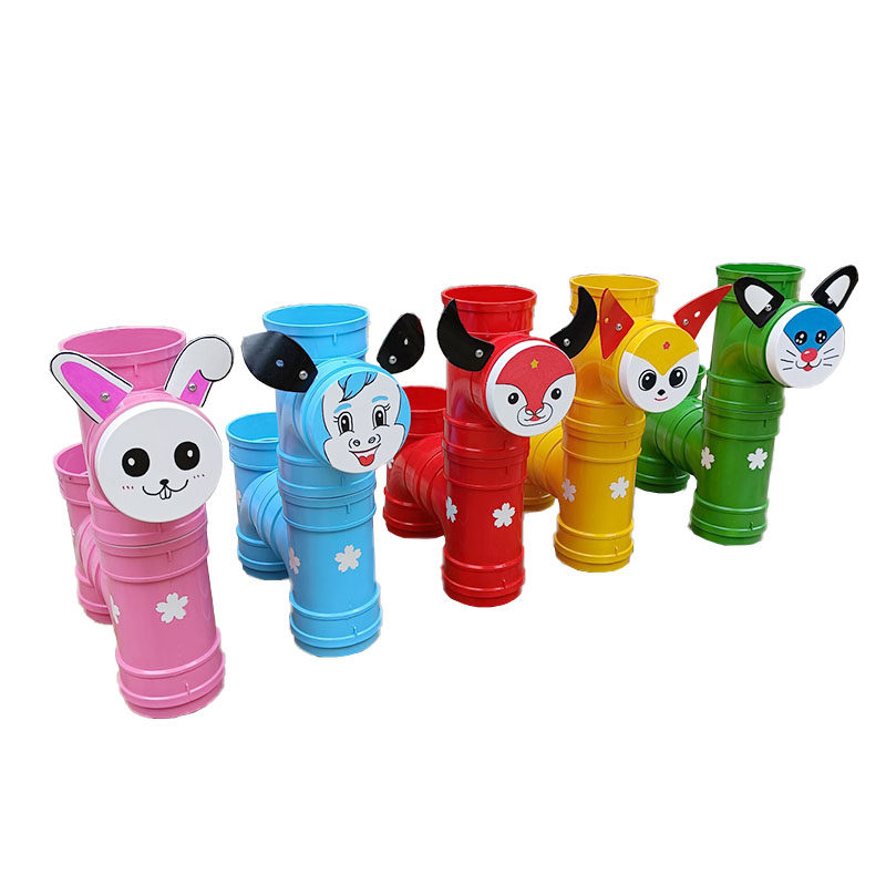 新品pvc水管幼儿园环创手绘卡通动物摆件花园花盆