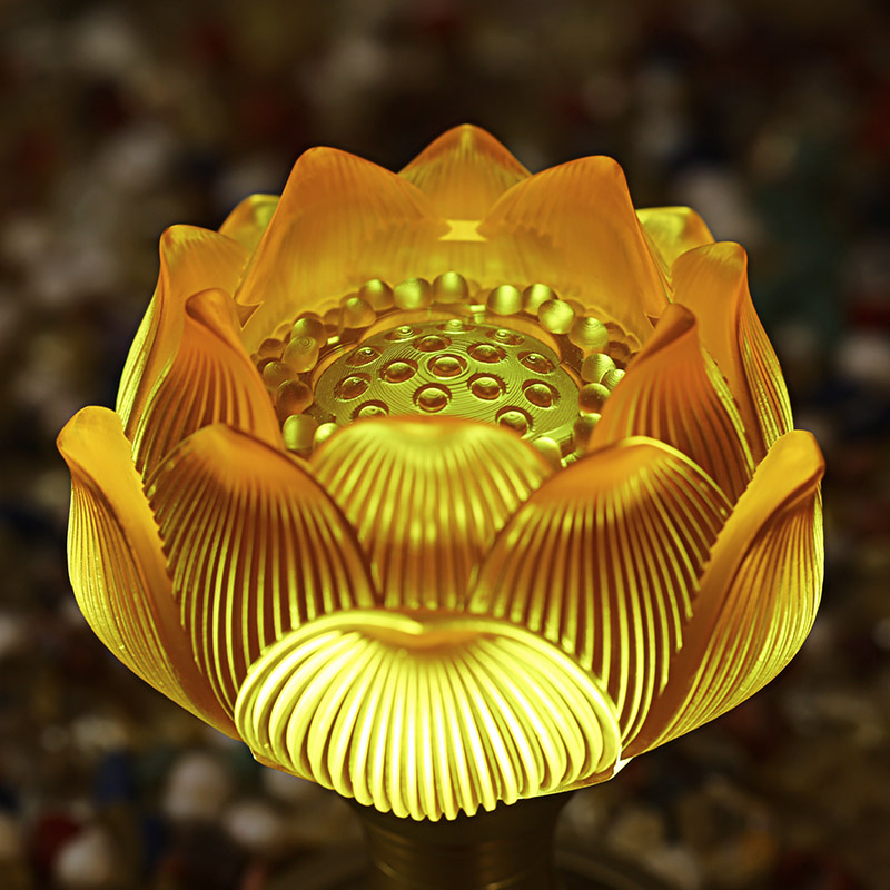 莲花灯佛供灯家用佛灯佛前插电可充电一对电池观音琉璃led长明灯
