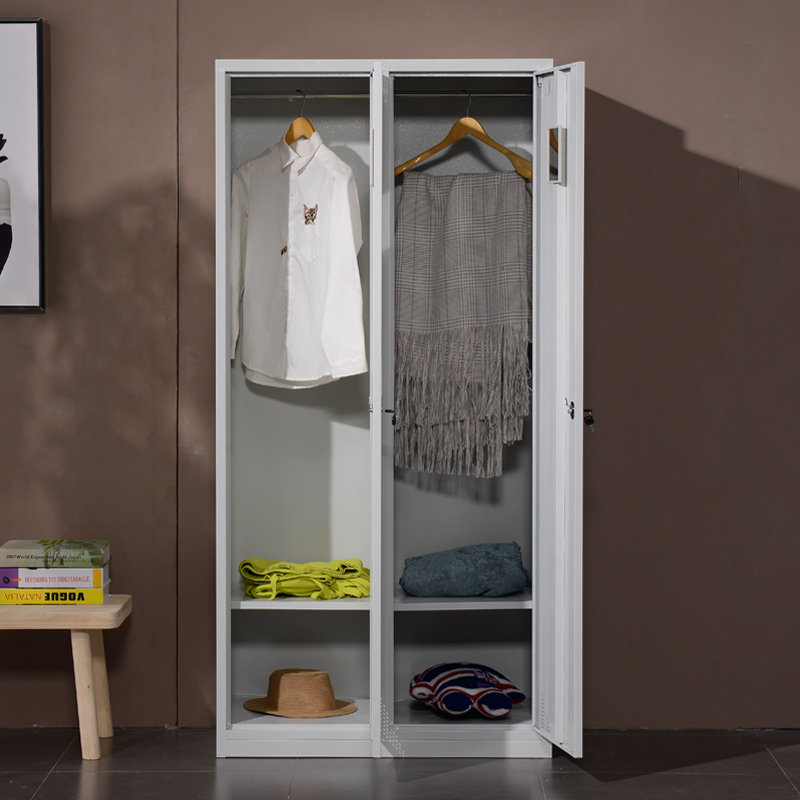 二门铁皮衣柜员工储物柜两门办公室挂衣柜医院护士衣柜多格更衣柜