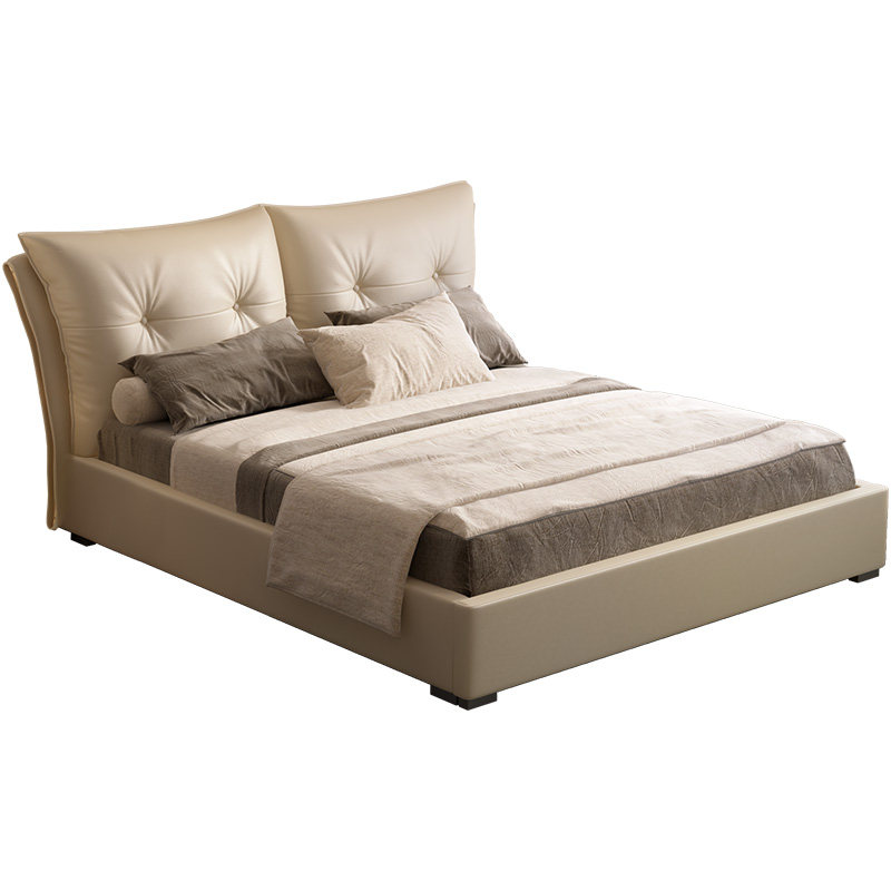 真皮床 现代简约头层牛皮大气主卧床 品牌双人床软包大床时尚皮床