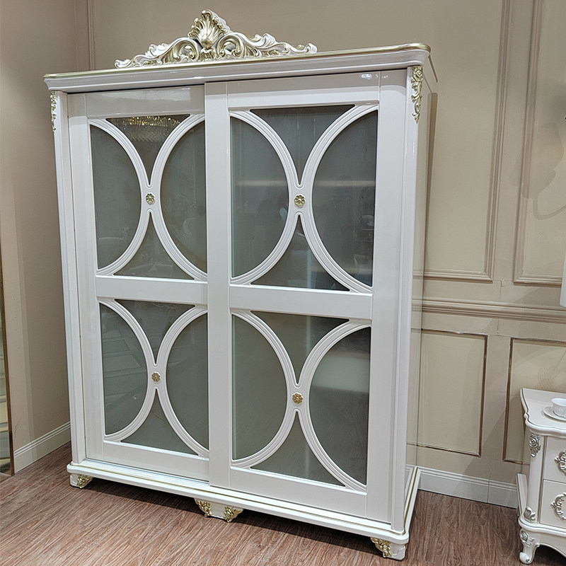 欧式推拉门衣柜卧室实木移门大衣衣橱法式别墅衣柜