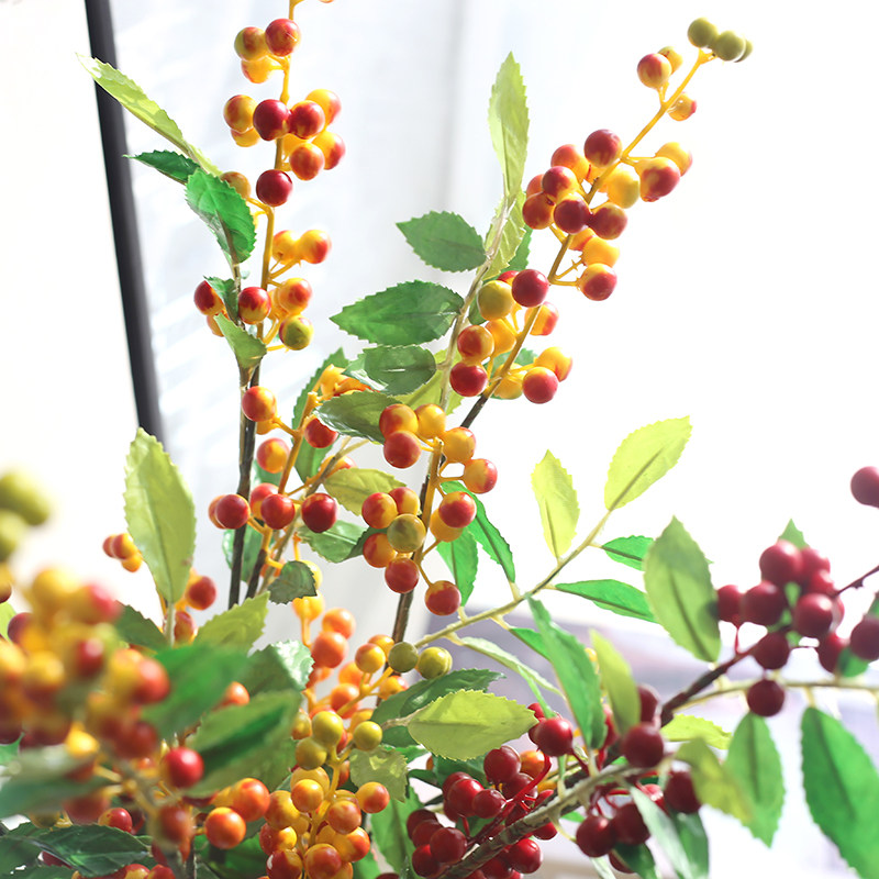 70cm长单支仿真圣诞浆果假花人造素雅野果果豆仿真花