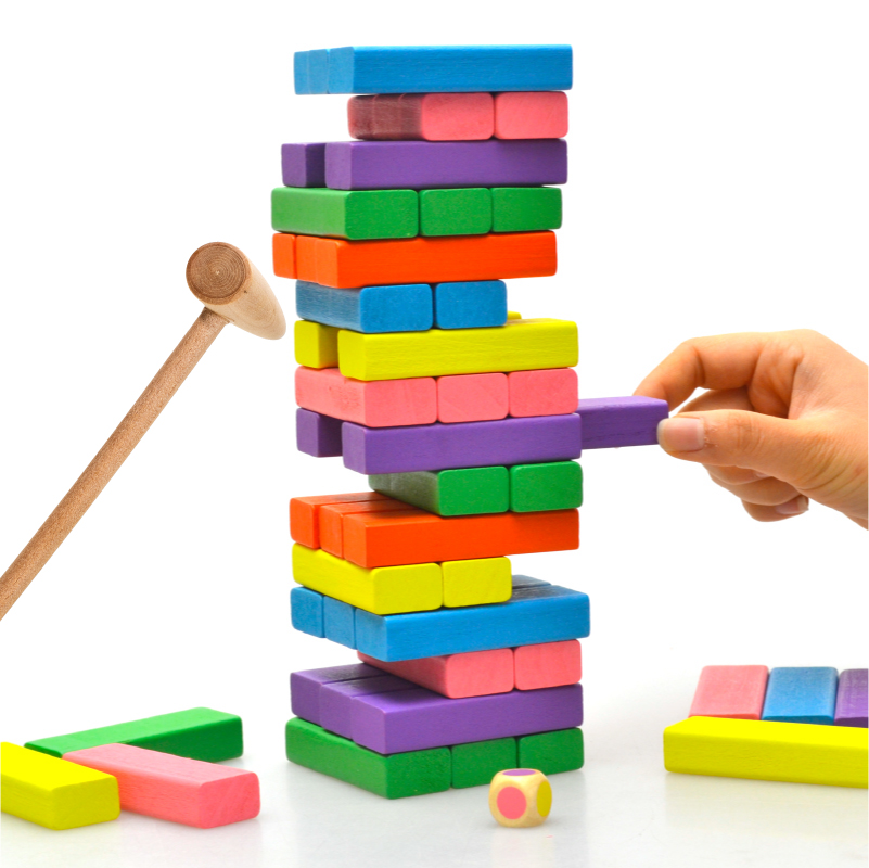 大号木制彩色层层叠 叠叠高 叠叠乐抽积木桌游玩具3-4-5-6-7岁