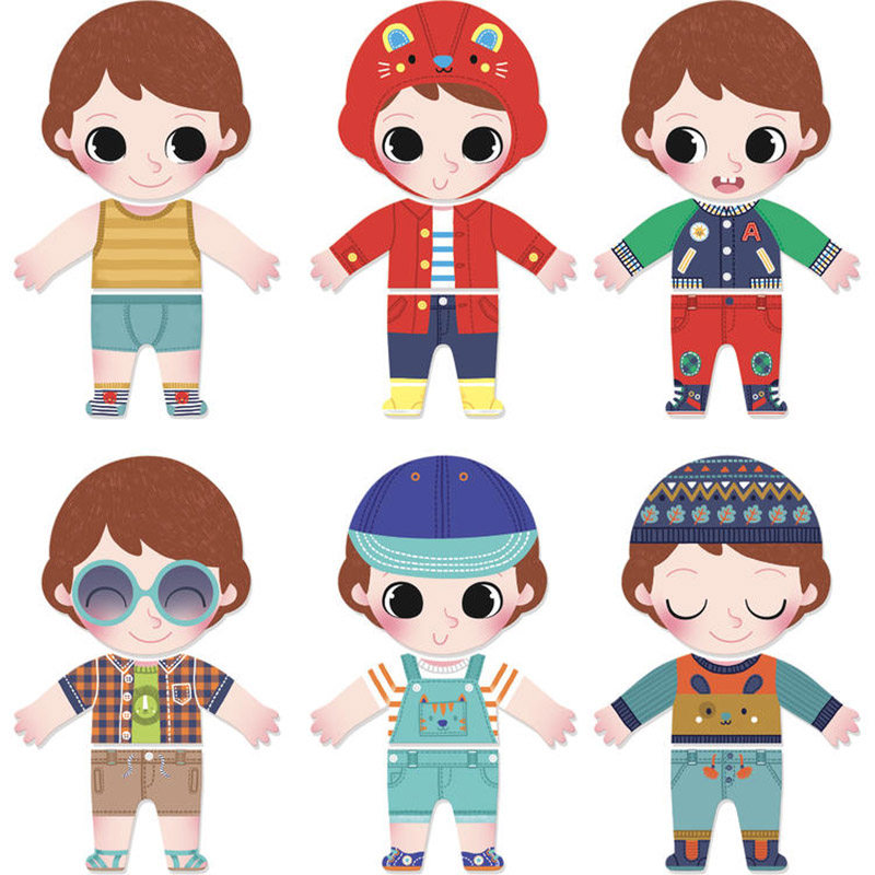 法国vilac男女女孩换衣拼图大块木质换装游戏拼图