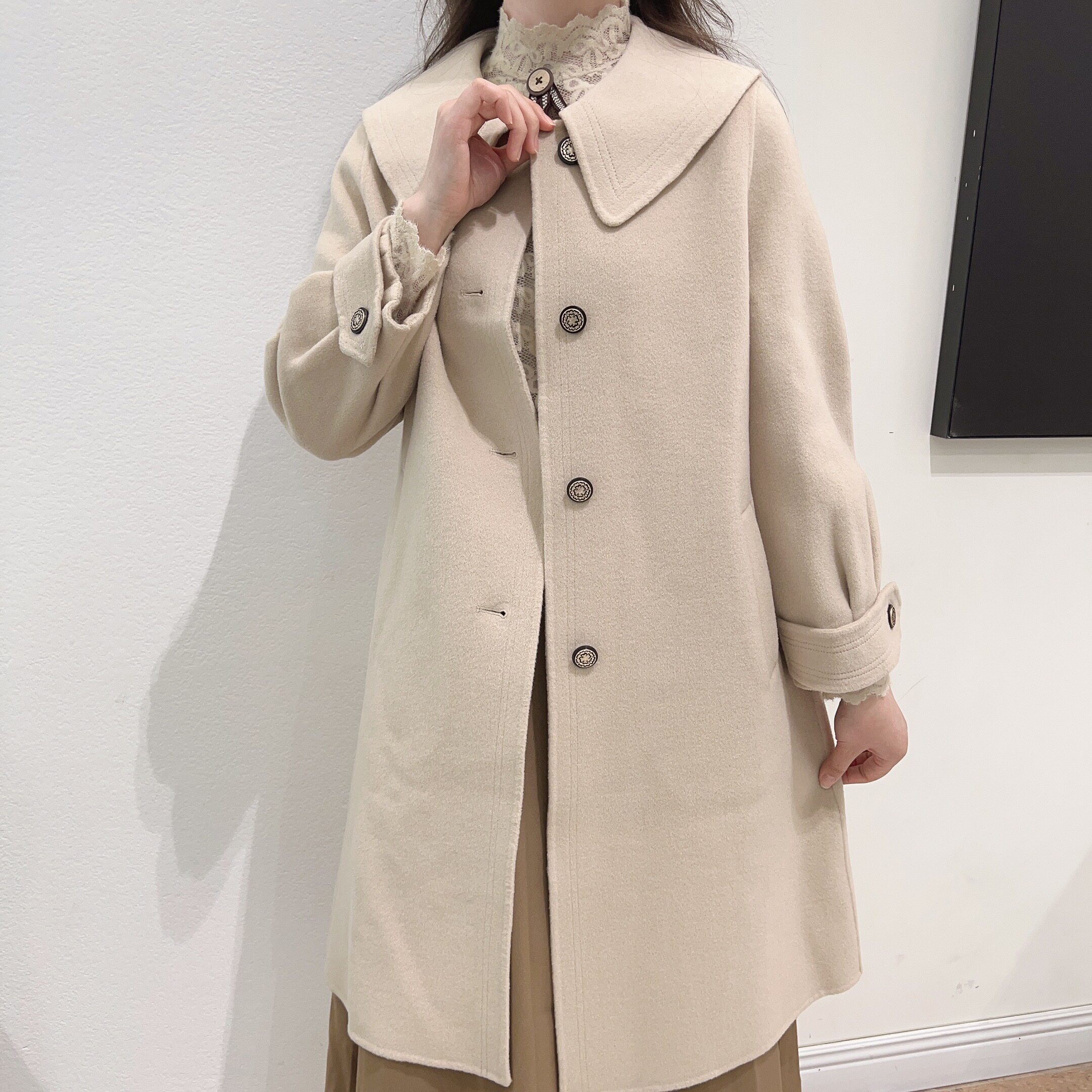 秋熠女装韩版中长双面羊绒大衣2022冬季新款毛呢外套