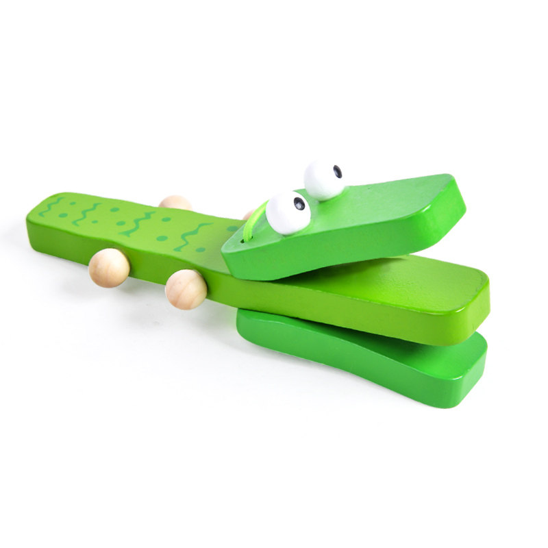 乐器响板儿童卡通木质动物鳄鱼幼儿园奥尔夫木制打击乐器