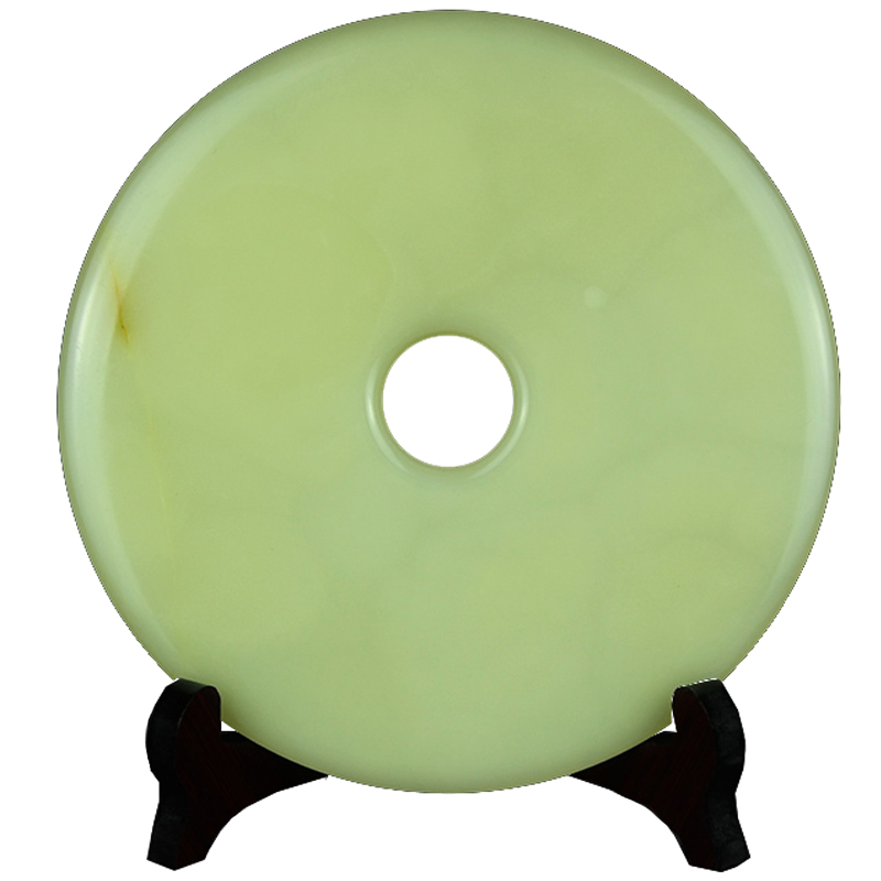 摆件天然装饰中式新中式家居玄关玉石玉璧怀古摆件