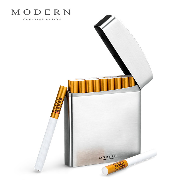 德国modern 创意男士绅士烟盒 不锈钢20支装香菸盒 金属烟具