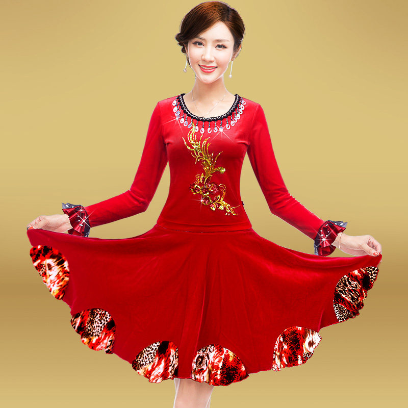 纤伽广场舞服装新款套装秋冬冬装金丝绒中老年舞蹈广场舞套装